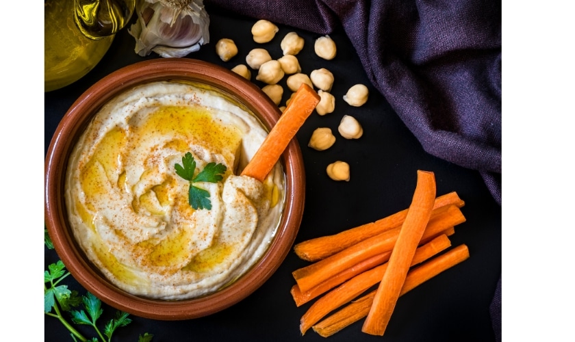 Hummus with soft vegetables to eat after root Canal