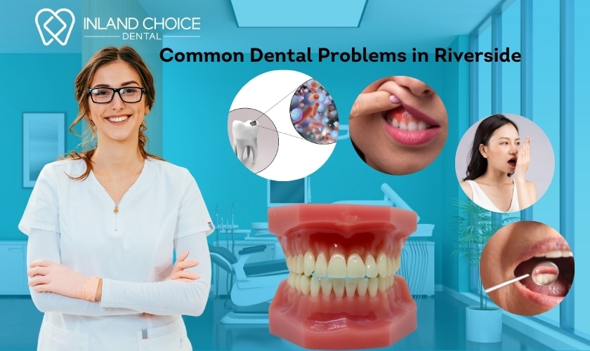 Illustration depicting common dental problems in Riverside and preventive measures to avoid them.