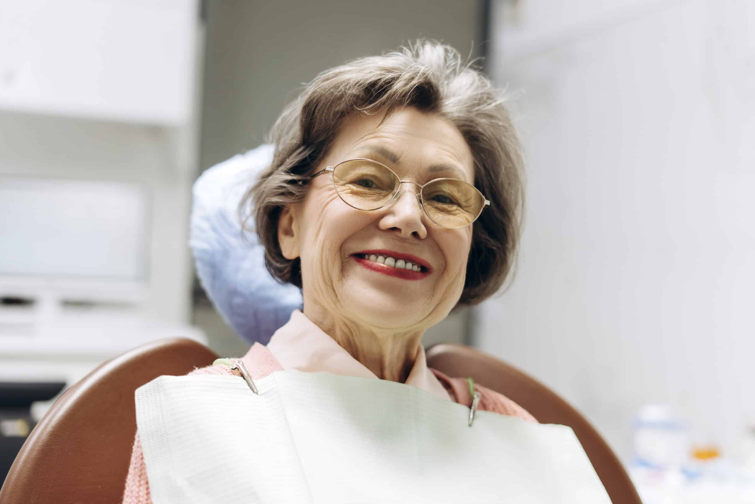 Senior woman smiling during dental checkup